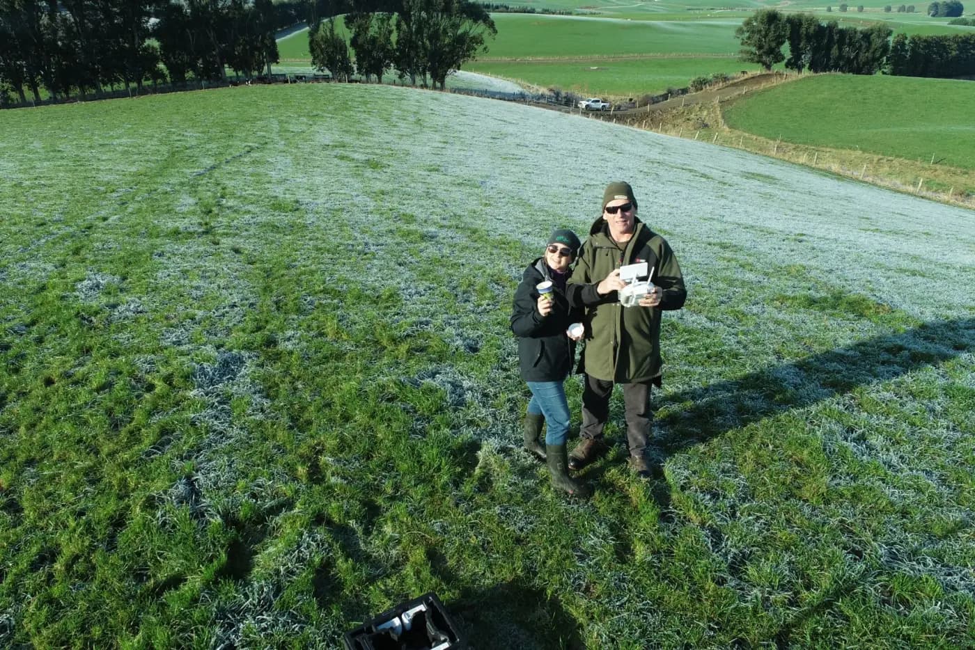 Aerial mapping view of connected paddocks on a Southland farm