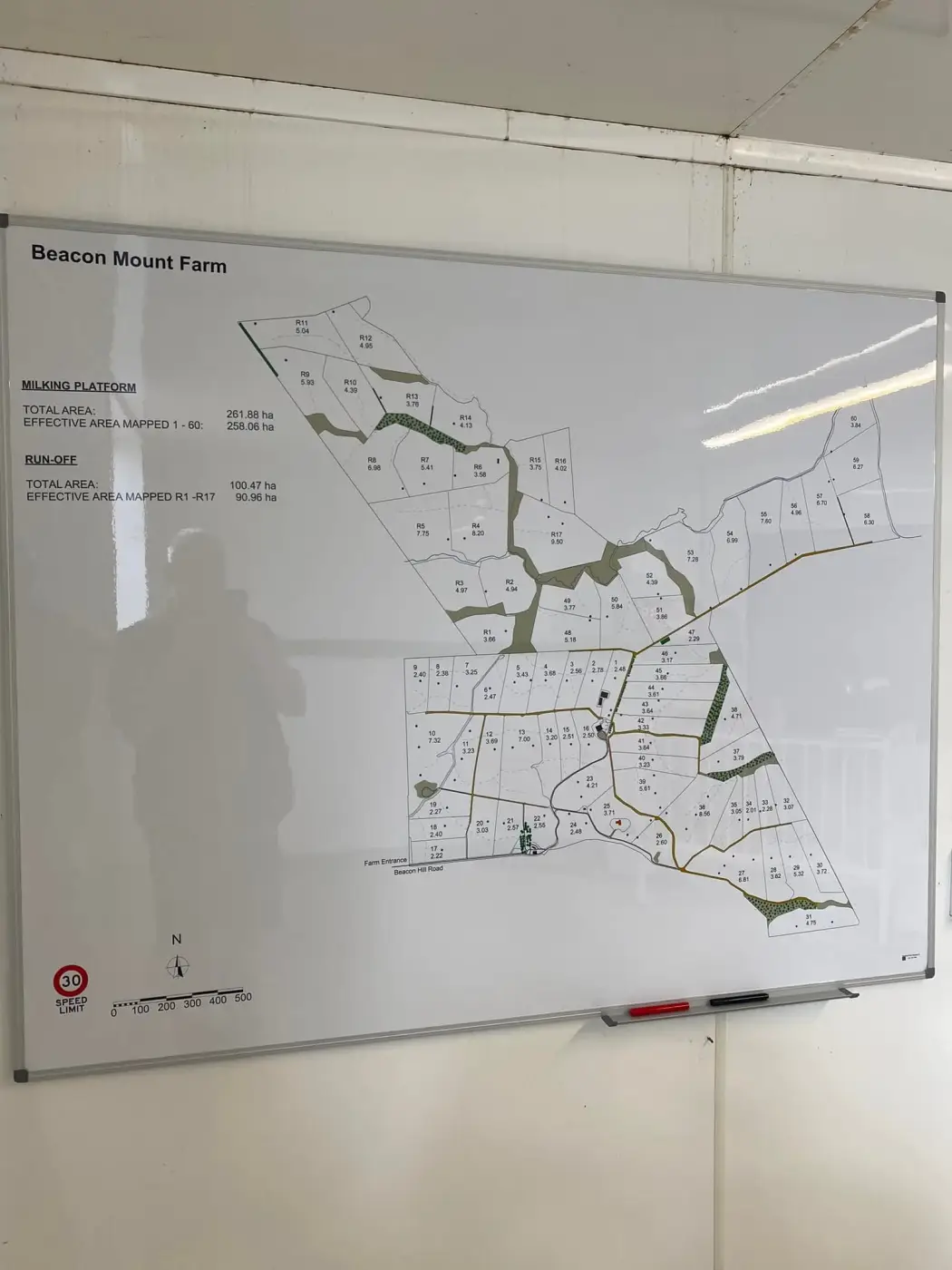 Mapped farm boundary and proposed fencing layout